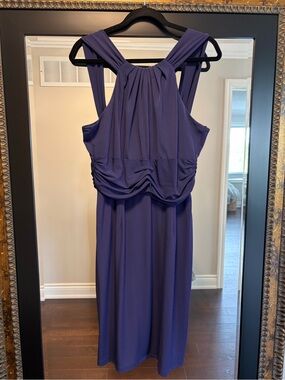 David Meister Sleeveless Deep Purple Maxi Dress with Gathered Bodice